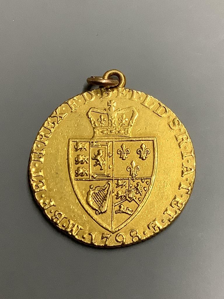 A George III 1798 gold spade guinea, now with pendant mount